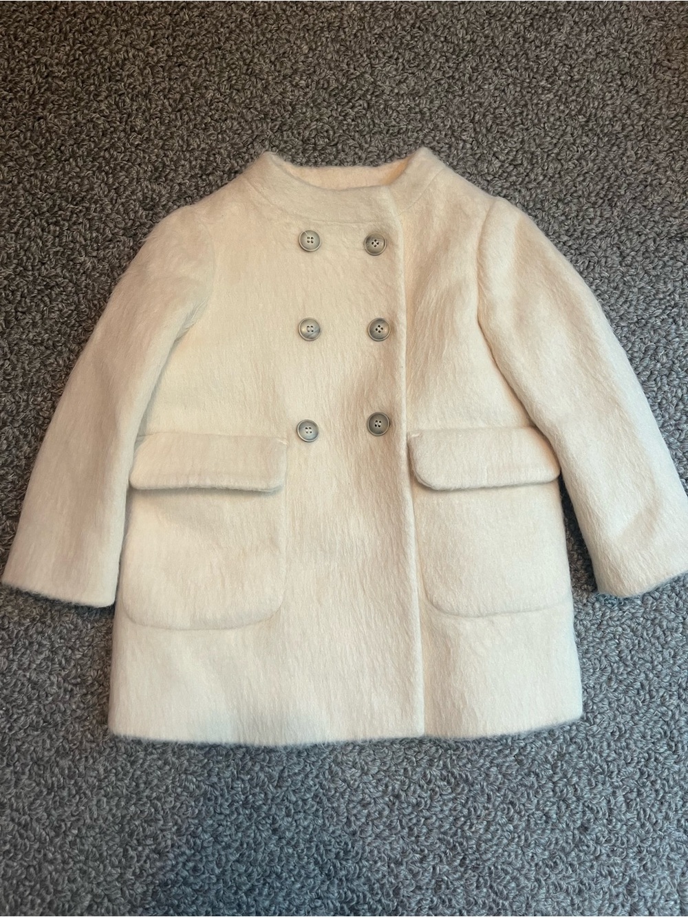 Bonpoint Girls' Cream Double-Breasted Wool Blend  Coat